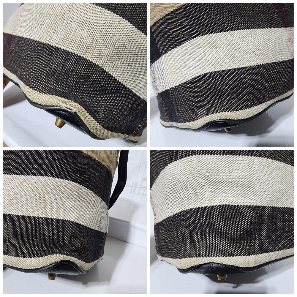 BURBERRY Canvas Mega Check Medium Ashby Hobo Saddle Bag Brown/Beige - Picture 13 of 14